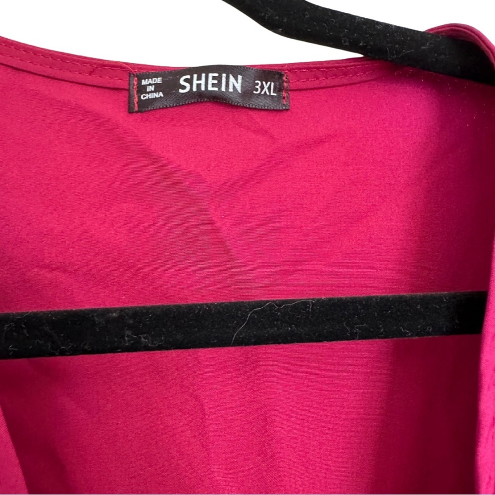 SHEIN Berry Wrap Dress with Self-Tie Belt - Picture 2 of 6